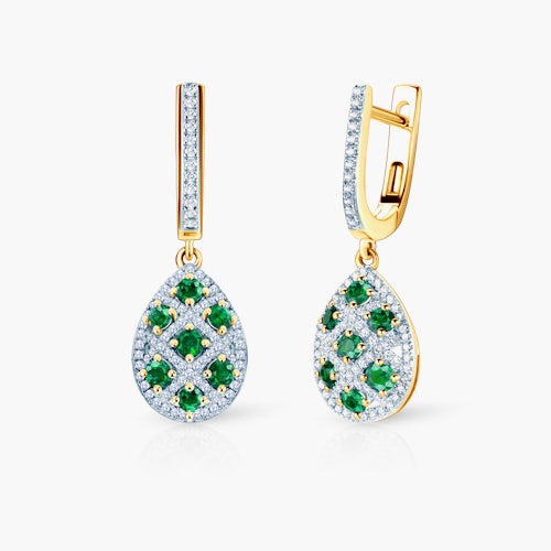 Kolczyki Savicki: dwukolorowe złoto, szmaragdy, diamenty